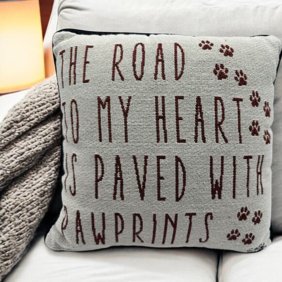 The Manual WoodWorkers & Weavers Double Side Dog Heart Embroidered Pillow 12x12” - Picture 2 of 8